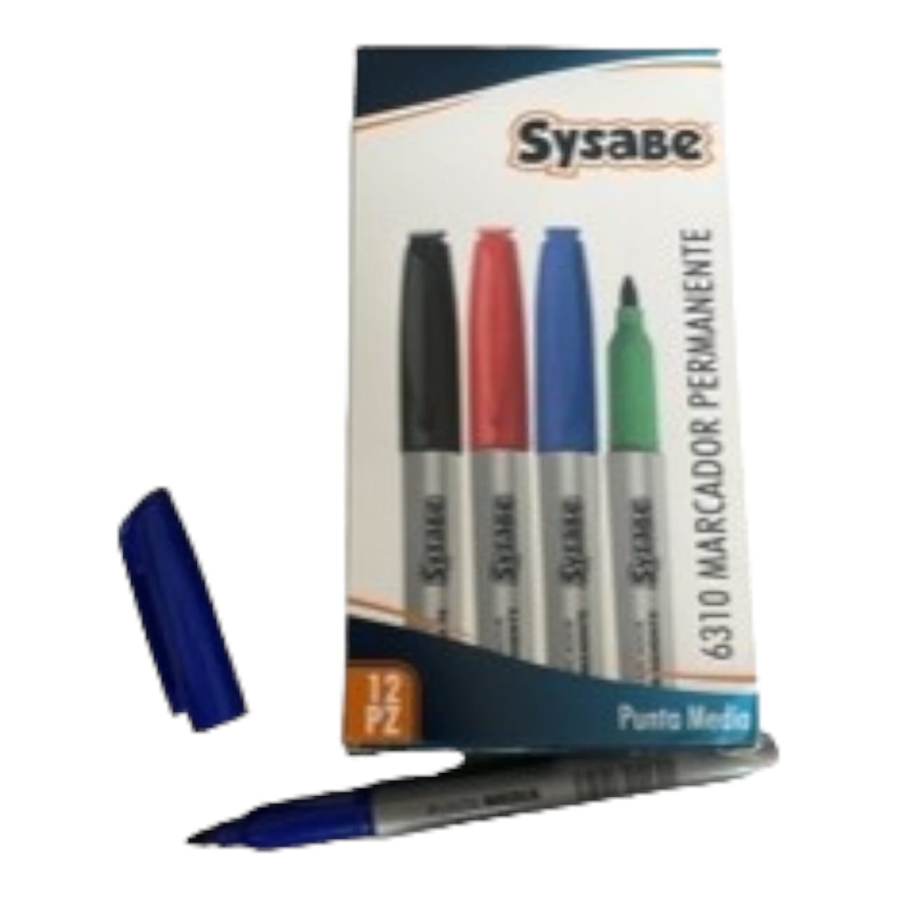 Marcador Azul Permanente Punta Fina X12 Pcs 806310AZ