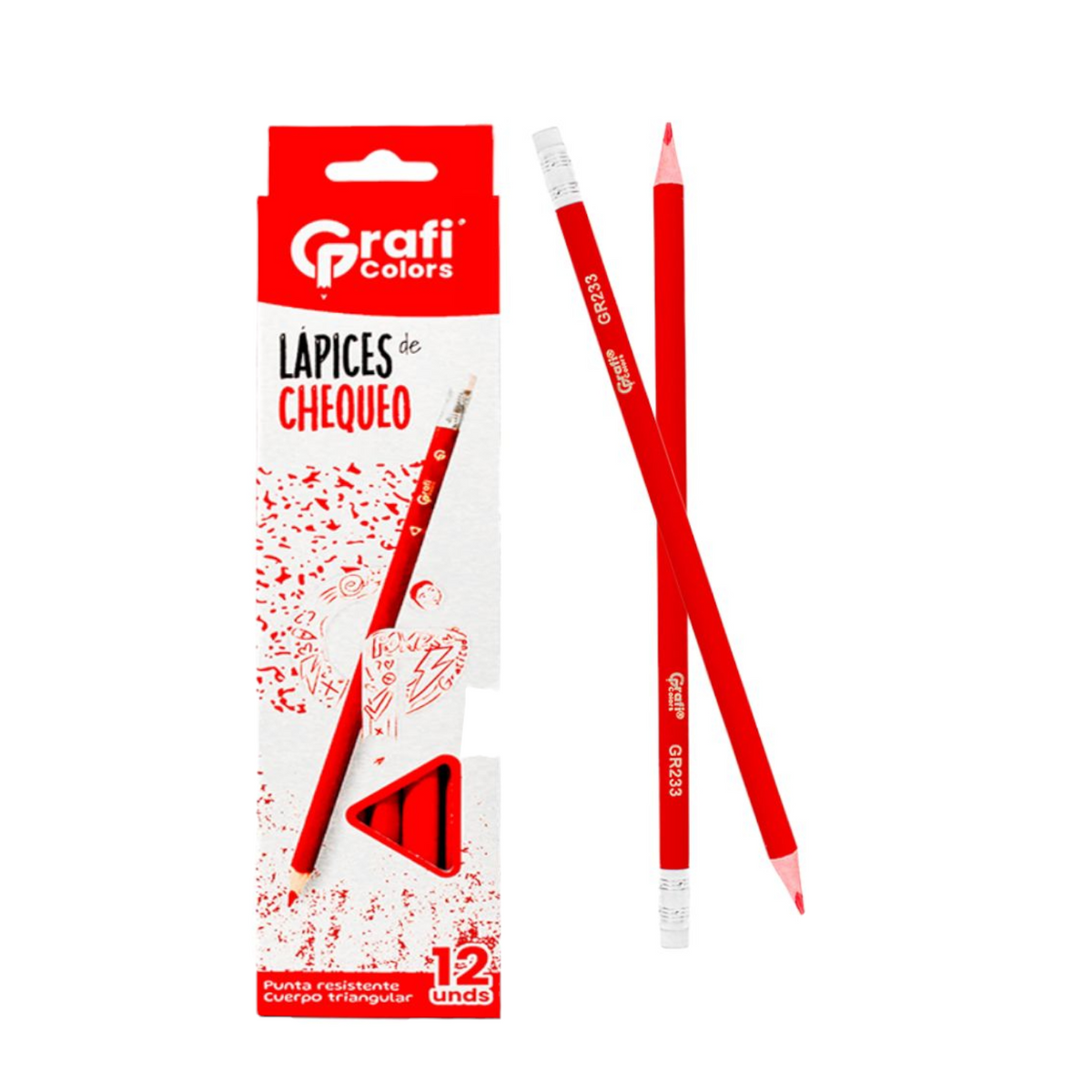 Caja Lapiz Rojo Chequeo X12 Unds GR-233
