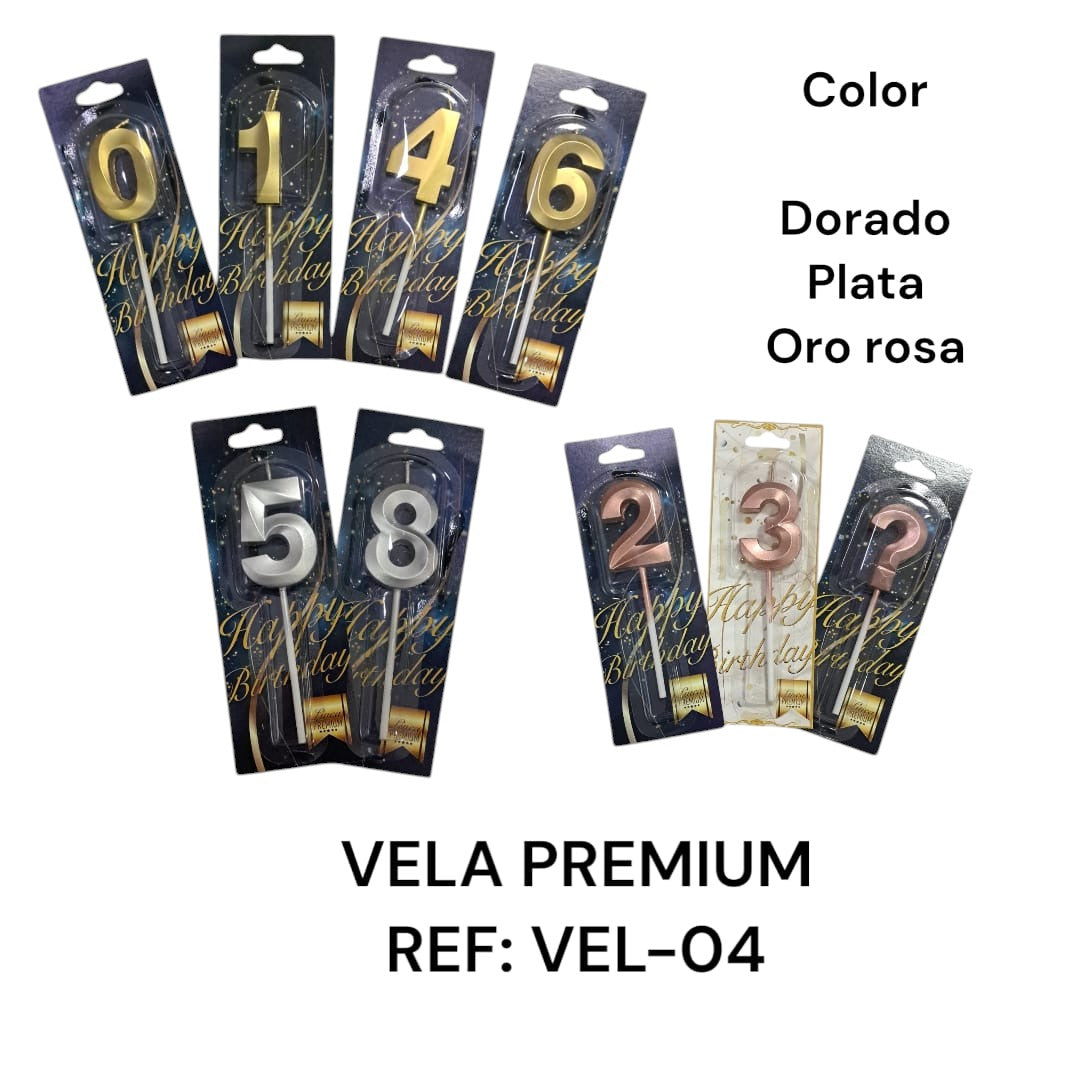 Vela Numero Premium Feliz Cumpleaños #4 x10 colores surtidos
