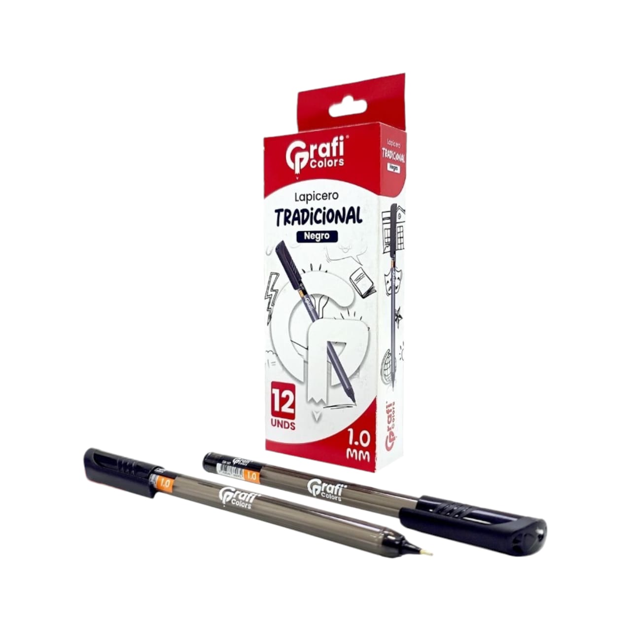 Lapicero Grafi Colors Tradicional Tinta Negra 1mm X12 Pcs GR-107