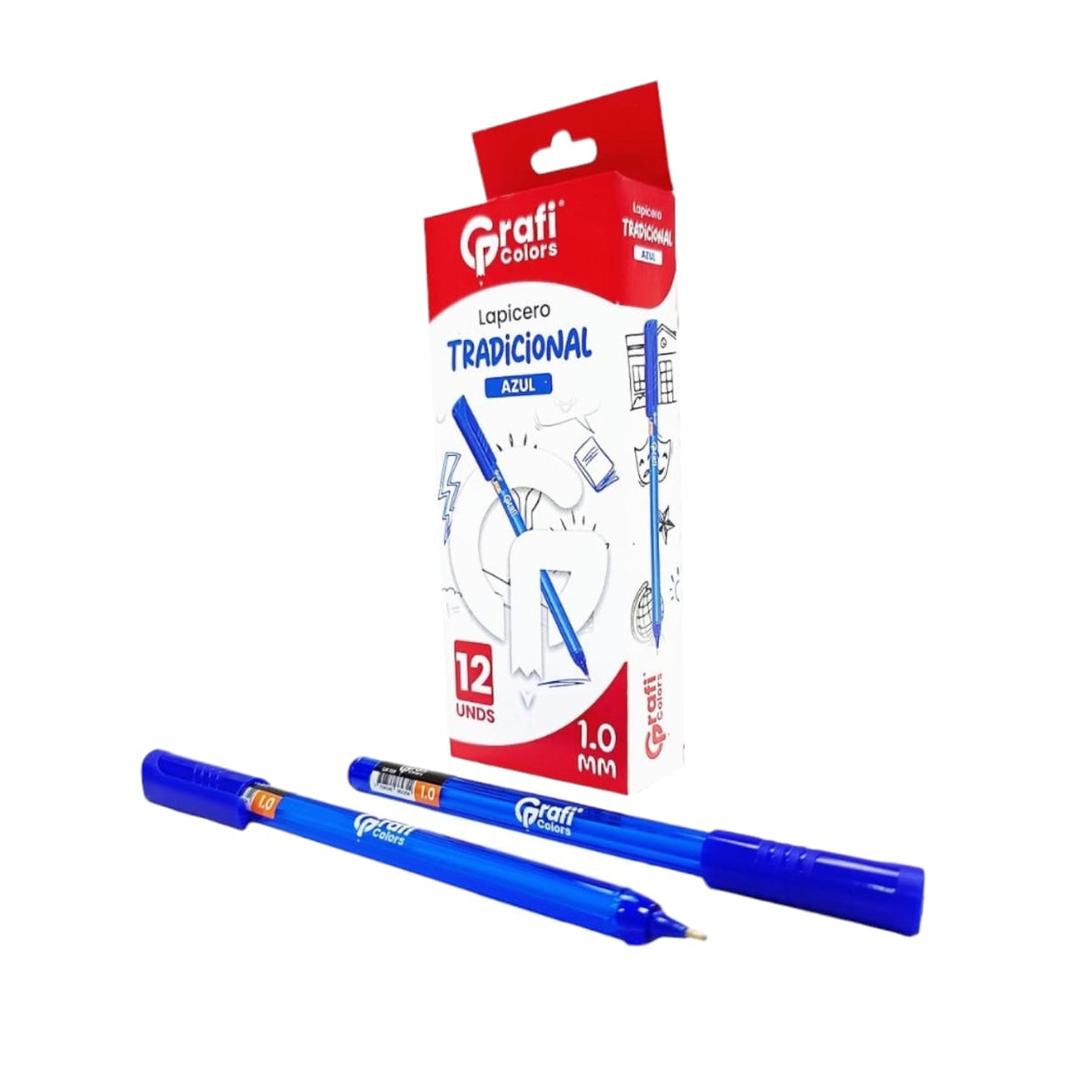 Lapicero Grafi Colors Tradicional Tinta Azul 1mm X12 Pcs GR-109