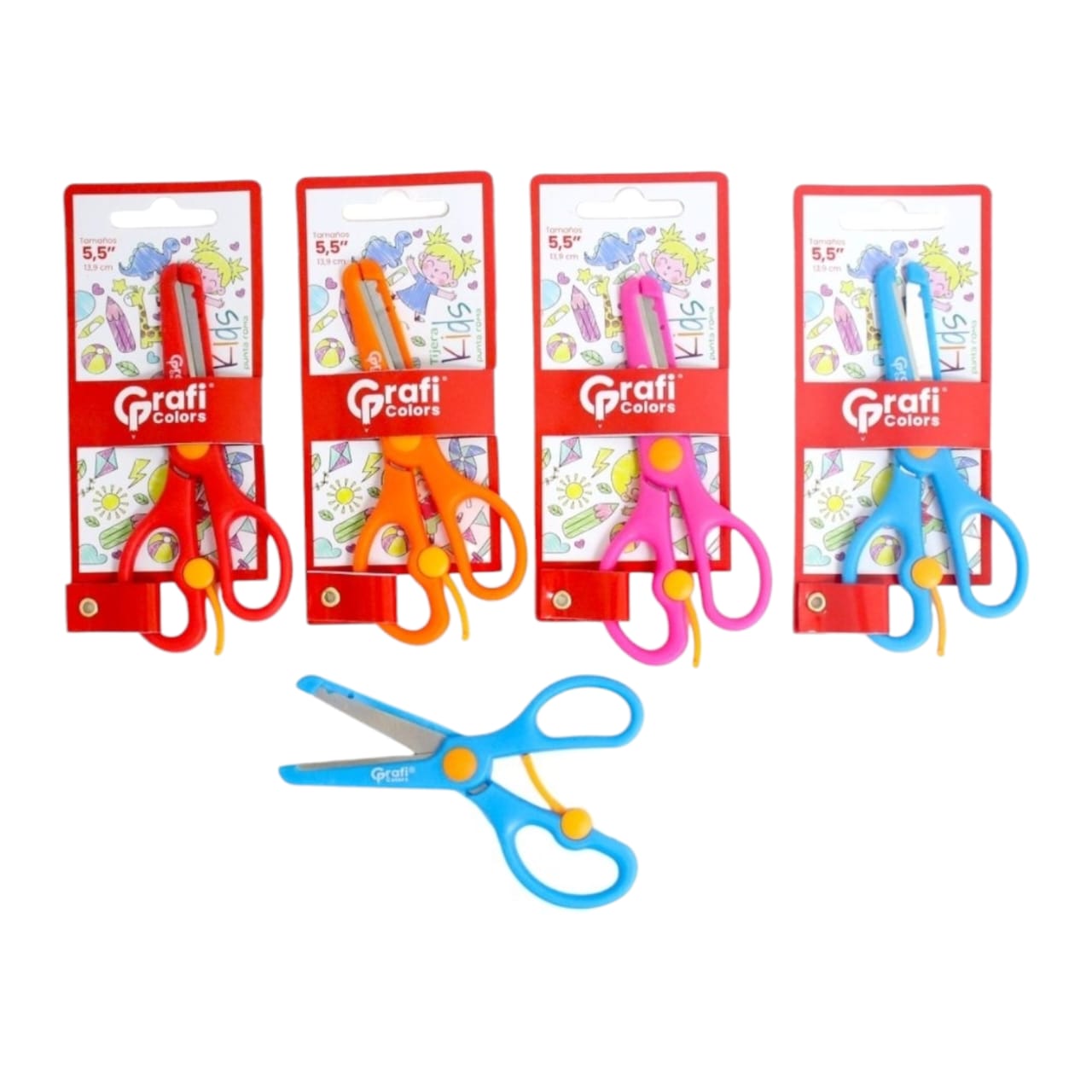 Tijera Grafi Colors Infantil Plastica 5.5" GR-178 X3 Unds