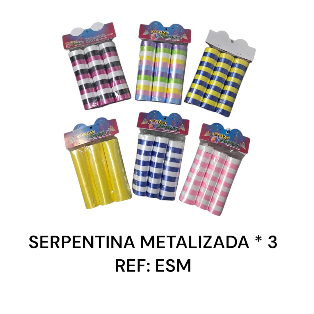 Paquete De Serpentina Metalizada X3 Pzs REF ESM X12 Paquetes