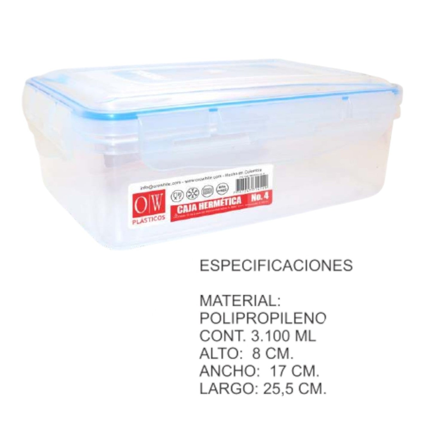 Coca Hermetica Rectangular 3100 #4 Ml 8*17*25,5 Cm P42