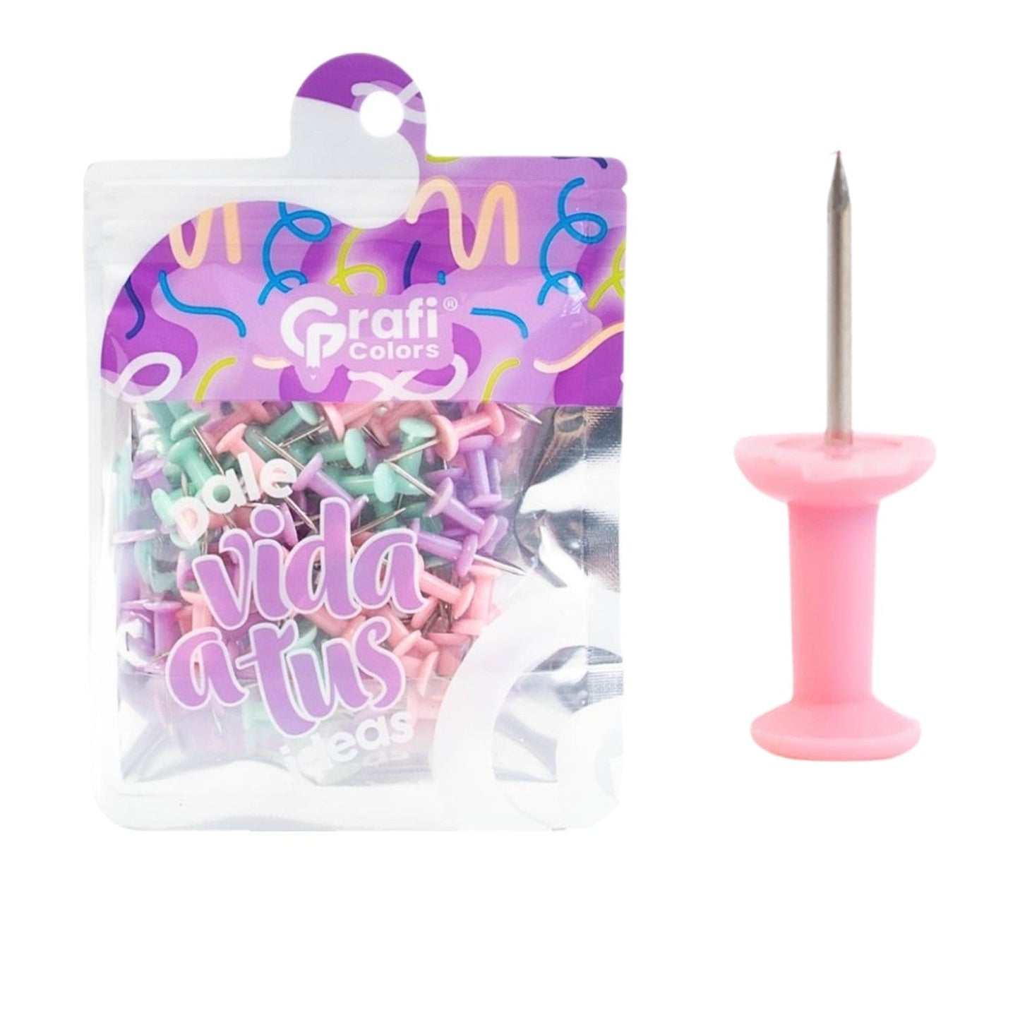 Chinche Grafi Colors Colores Pastel En Bolsa X60 Pcs SC-0202 X3 Paquetes