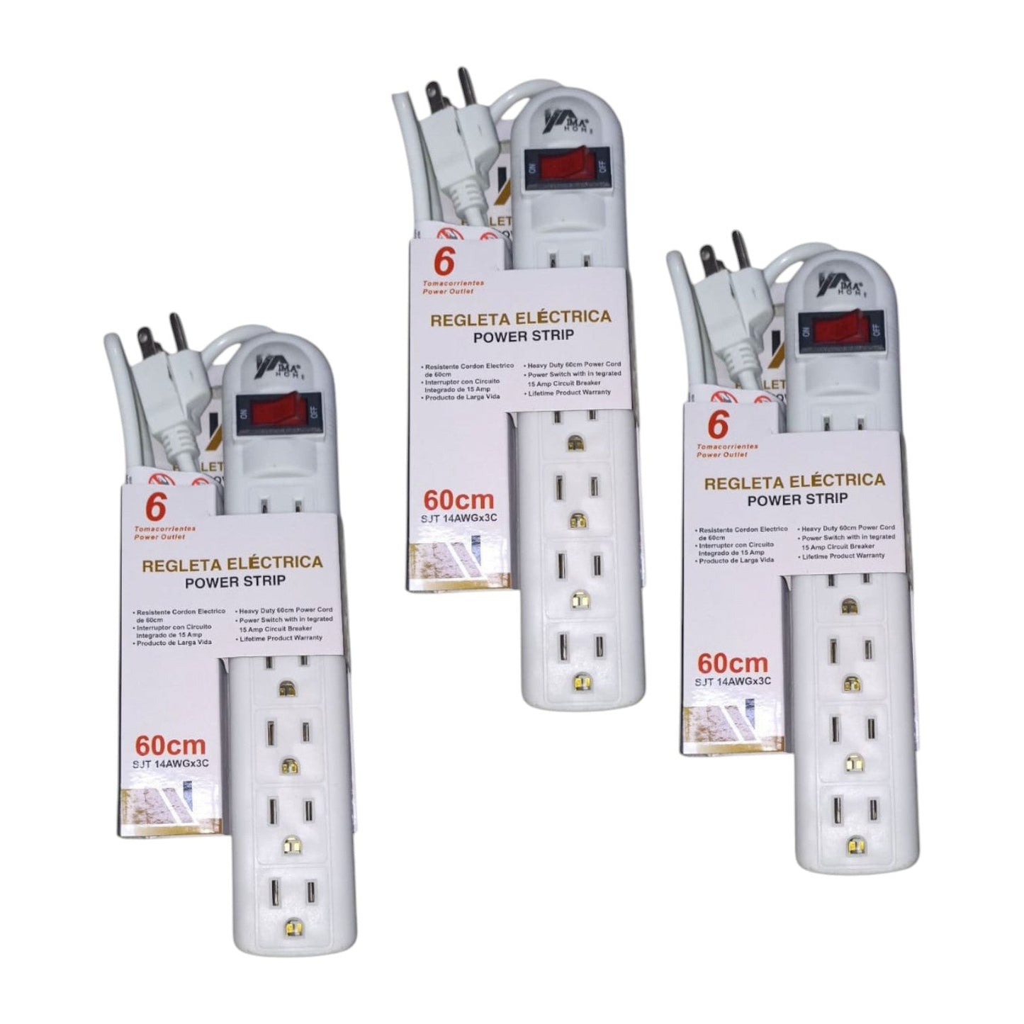 Extension Blanca 6 Terminales 60 Cm ZJ-2ZB X3 Unds