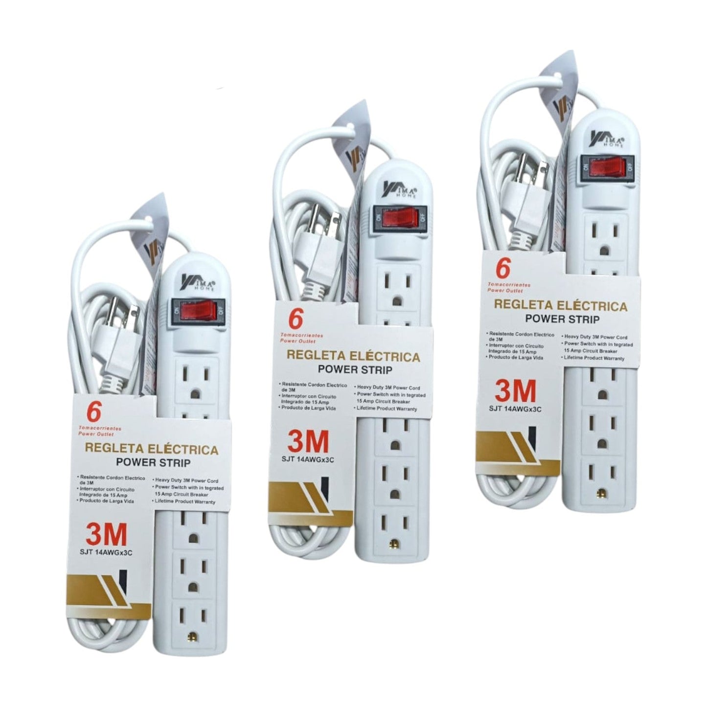 Extension Blanca 6 Terminales 3 Mts ZJ-2ZB-3MT X3 Unds