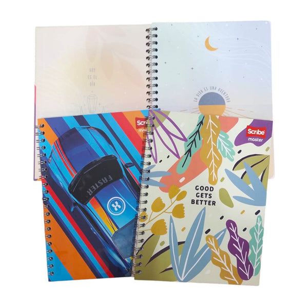 Cuaderno Rayado Argollado Grande Pasta Dura 80 Hojas 21,5X28 Cm