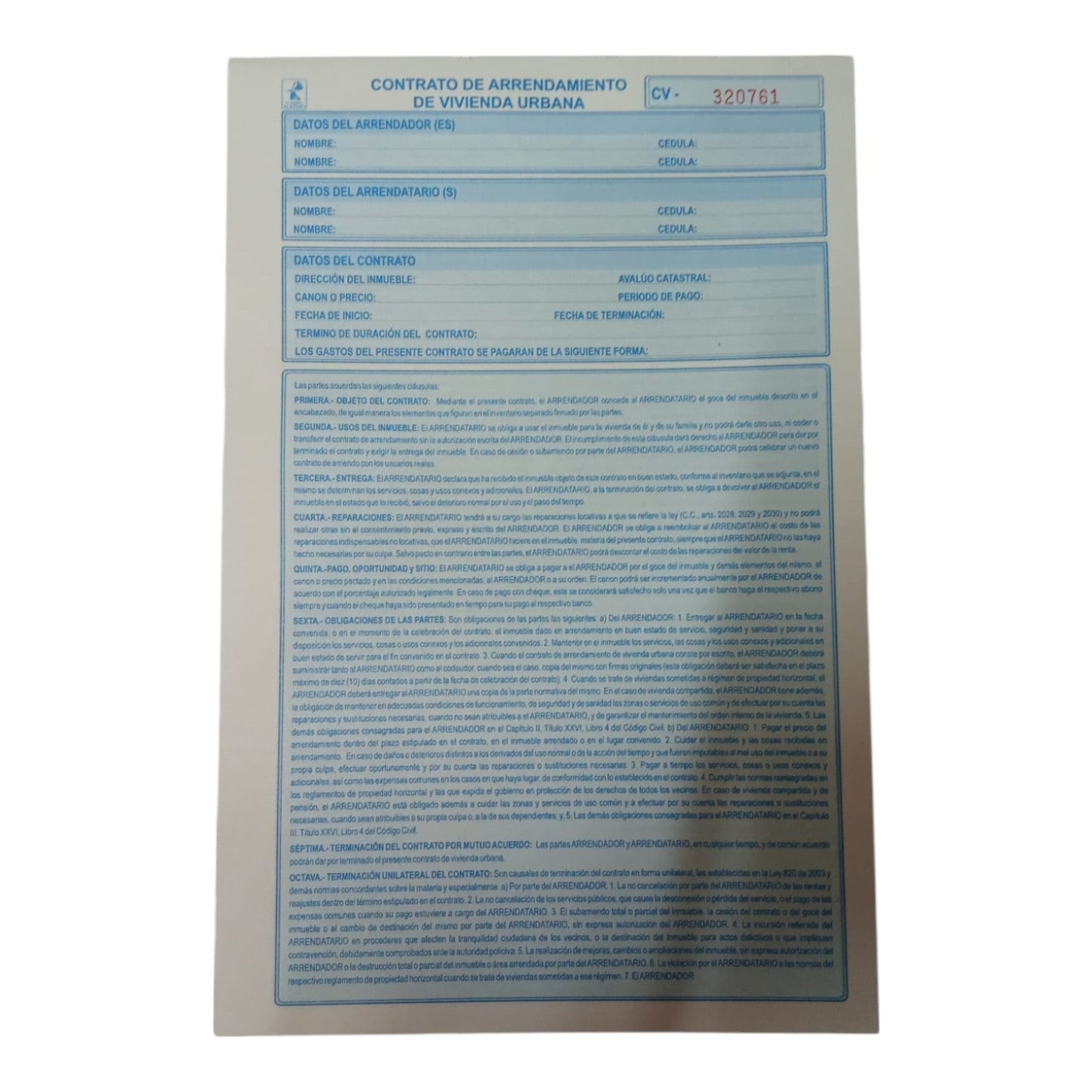 Contrato De Arrendamiento De Vivienda Urbana X20 Unds