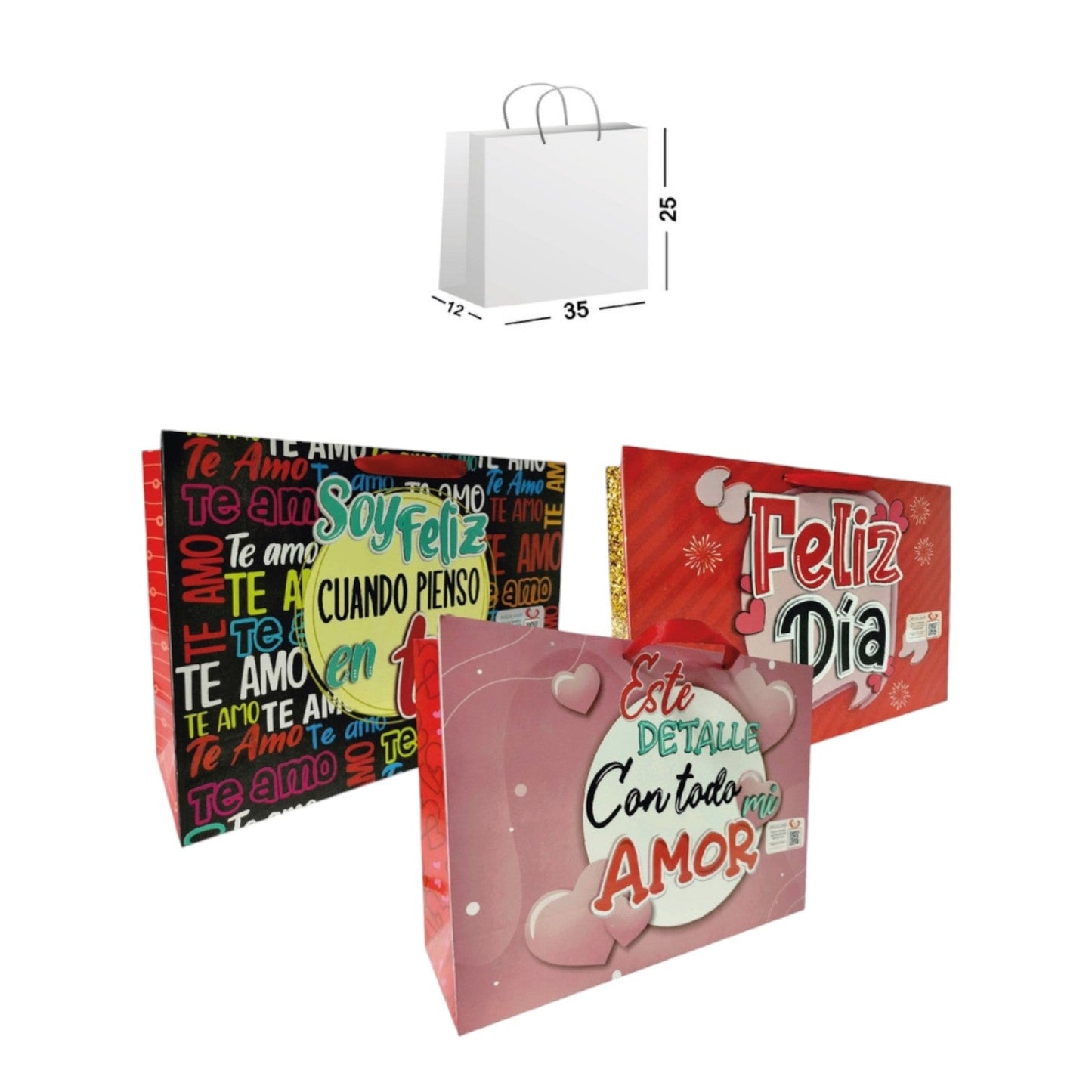 Bolsa Brillante Horizontal Amor 25*35*12 Cm FM12327 X6 Unds