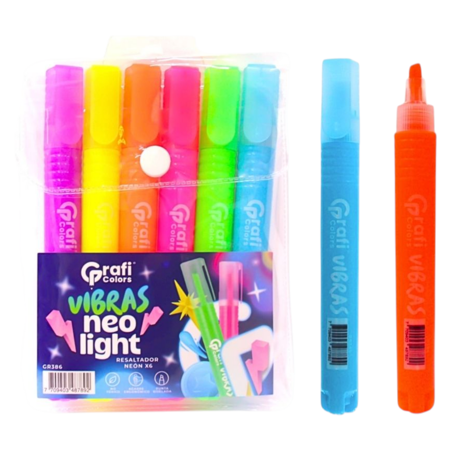 Resaltador Neon Ligh Graficolors X6 Vibras GR-386