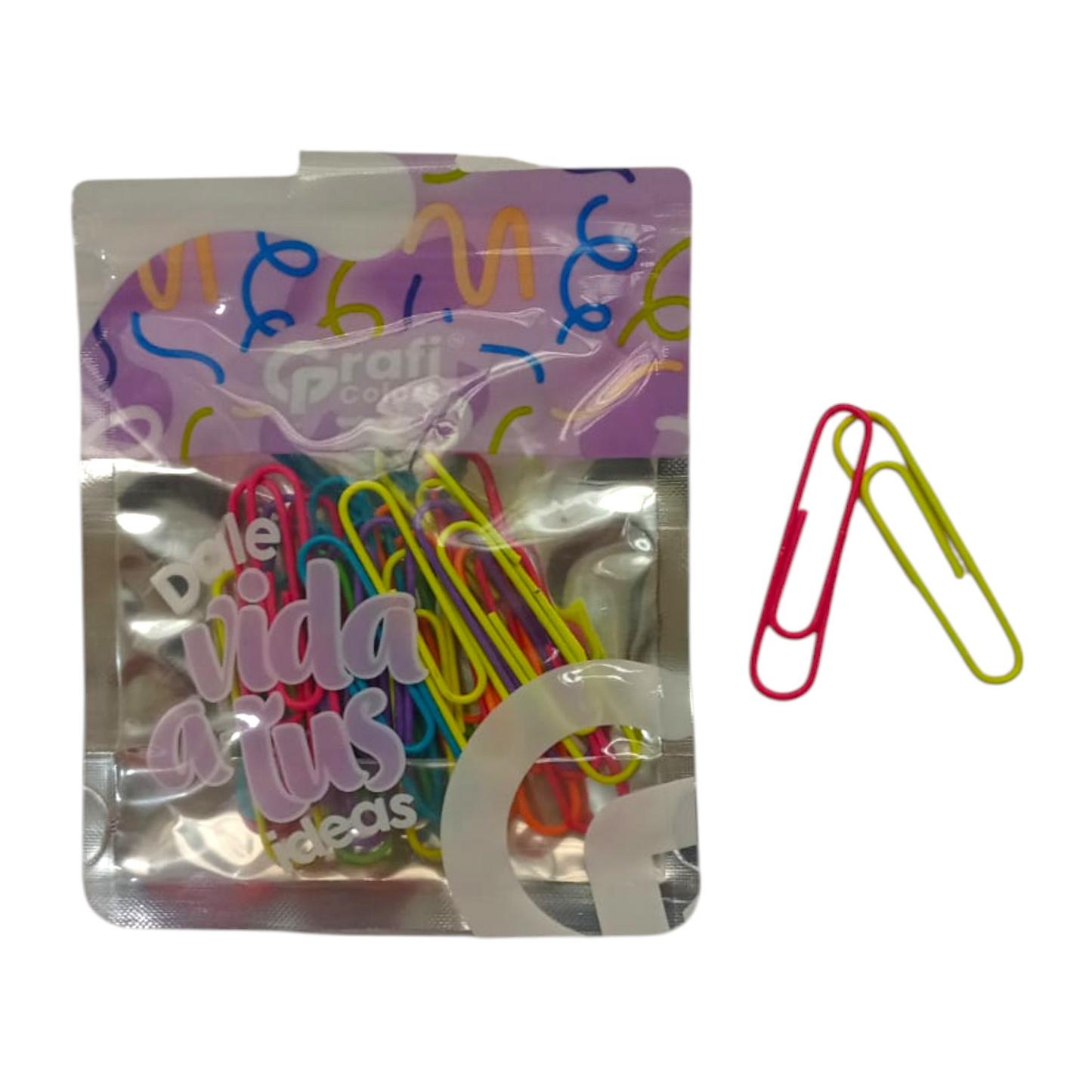 Clips 50 mm Graficolors Colores Fluorescentes X30 Pcs SC-0220 X3 Paquetes