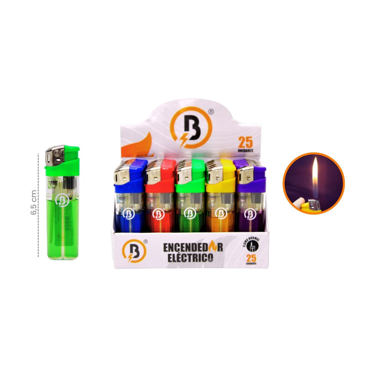 Encendedor B Electrico De Tictac Flama Normal BG-2488 X10 Unds