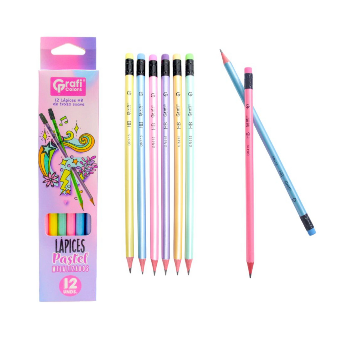 Lapiz Pastel Metalizado Grafi Colors GR-415 X12 Unds