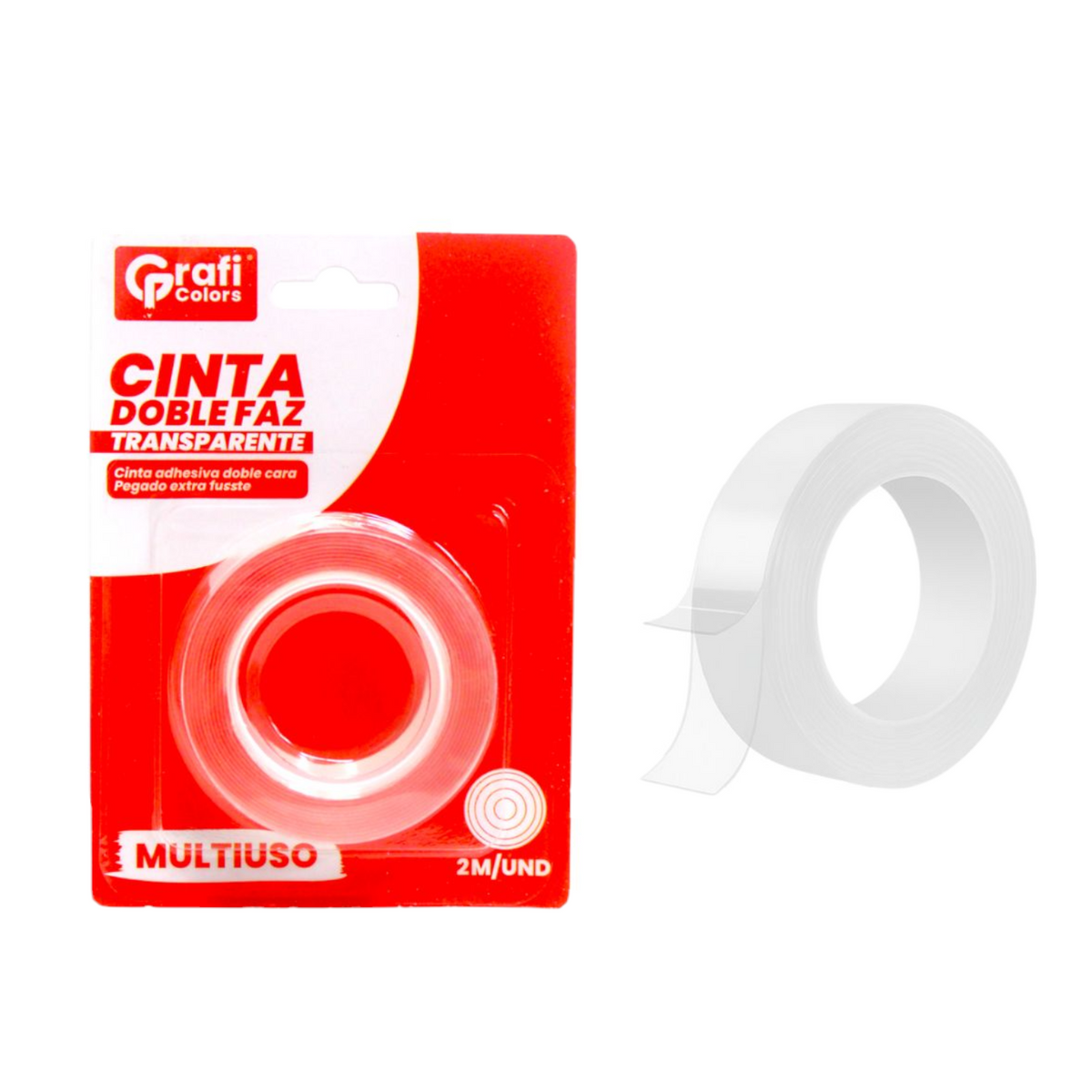 Cinta Doble Faz Transparente 2Mts GR-463