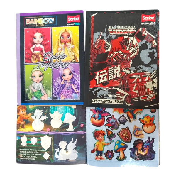 Cuaderno Cosido Personajes Rayado Semi Dura 50 Hojas
