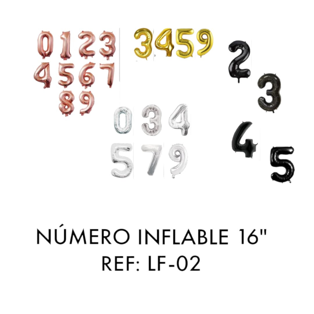 Numero Inflable Feliz Cumpleaños #5 x10 colores surtidos