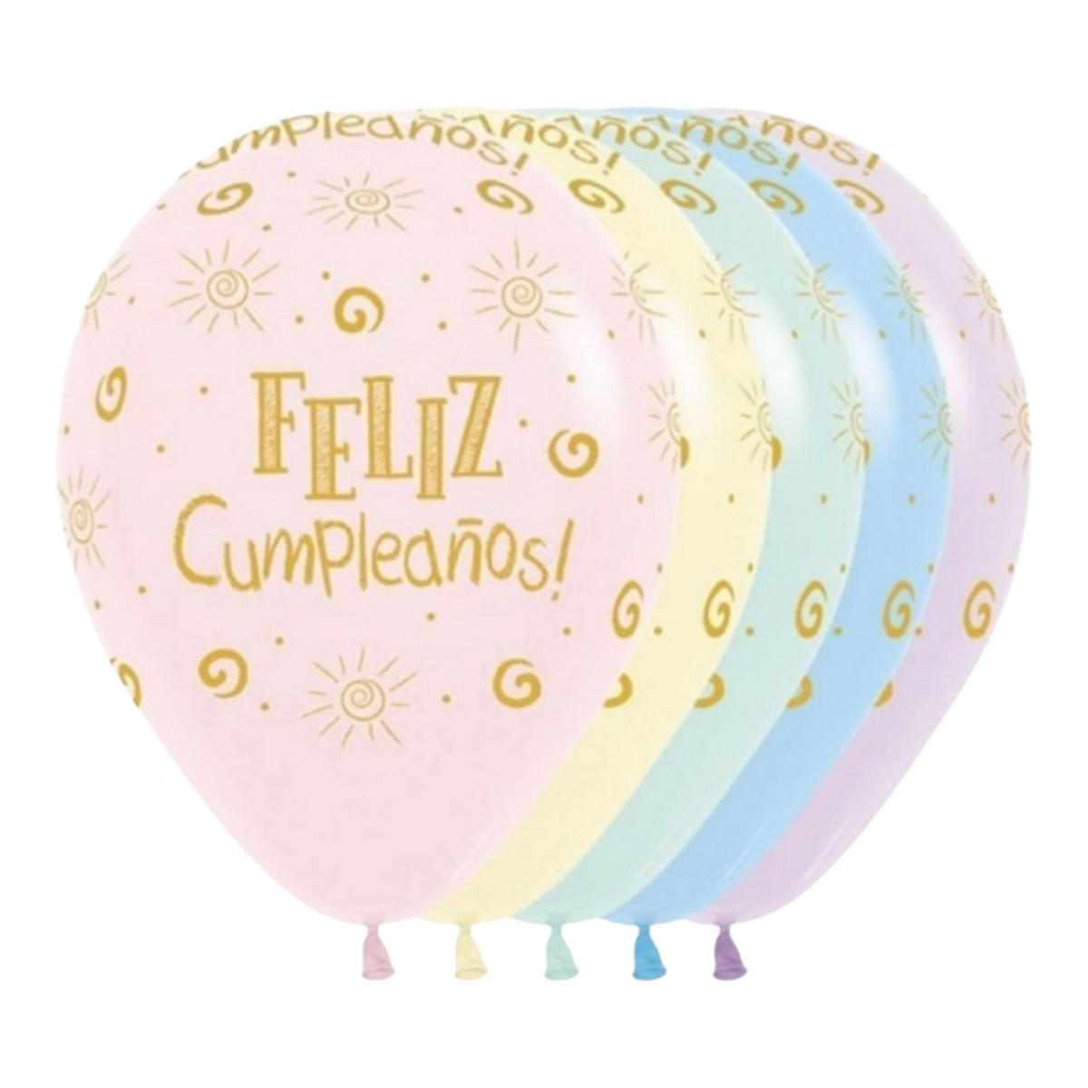 Globo R12 X12 Feliz Cumpleaños Colores Pastel