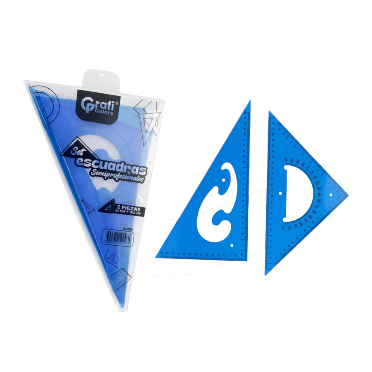 Set Escuadra Semiprofesional Grafi Colors 2 Pcs 27 cm GR-581