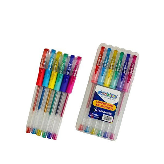 Estuche Lapicero Con Escarcha X6 Pcs FL-184 X12 Paquetes