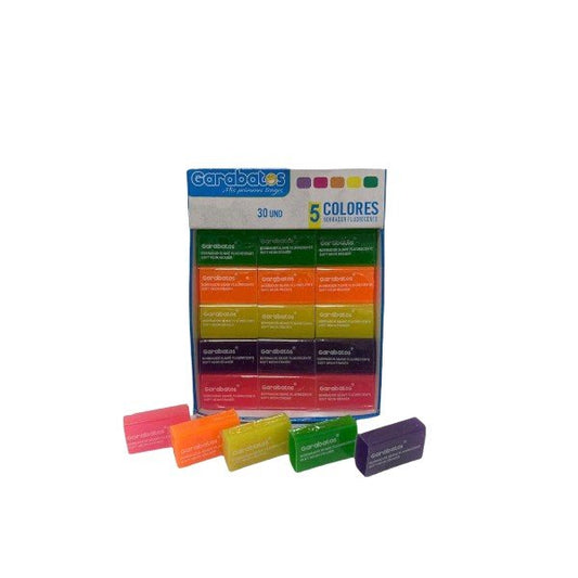 Borrador Miga De Pan Colores Fluorescentes X30 Unds Ref FL-267