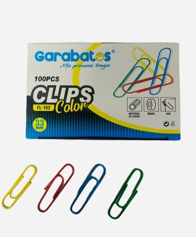 Clip De Colores De 33mm 100pcs/cajita Fl-152 X10 Cajitas