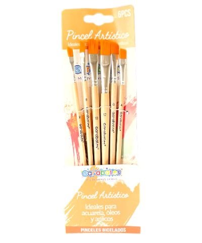 Pincel Biselado X6 Pcs De 21 Cm Fl-208 X3 Cartones