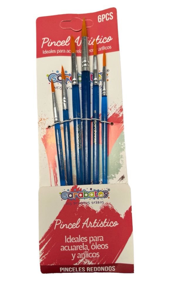 Pincel Redondo X6 Pzs De 23 Cm Fl-210 X3 Cartones