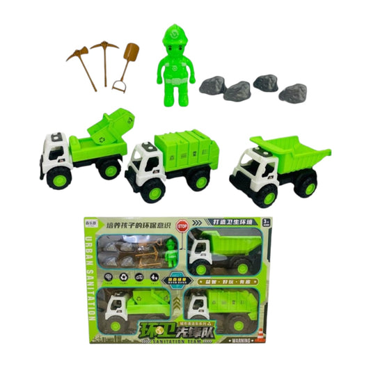 Set Carro Construccion X3 Pcs Mas Accesorios Ref 826