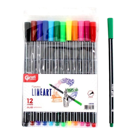 Plumones Lineart Grafi Colors X12 Pcs GR-196 X3 Paquetes