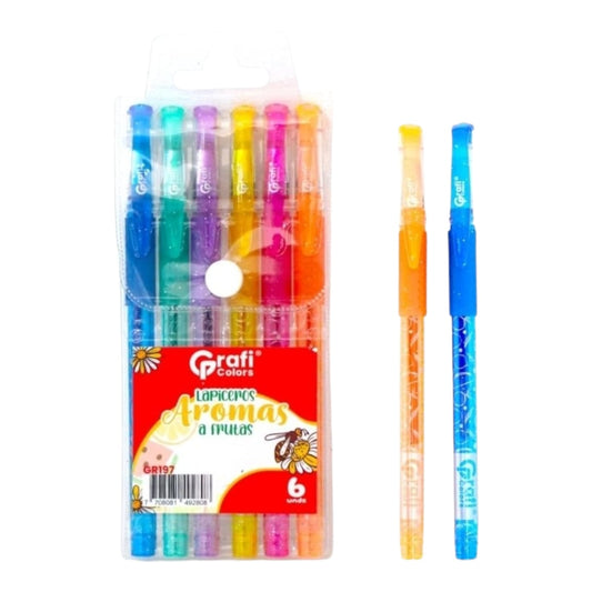Lapiceros Escarchados Gafi Colors X6 Pcs GR-197