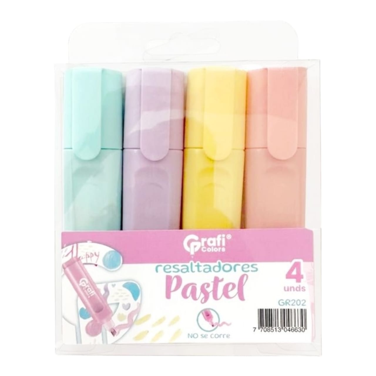 Resaltadores Color Pastel Grafi Colors X4 Pcs GR-202 X3 Pauqetes