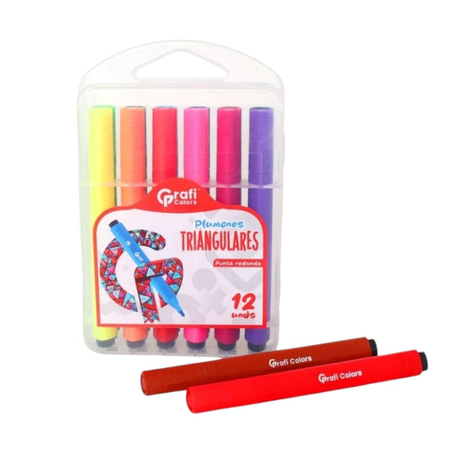 Plumones Triangulares Grafi Colors X12 Pcs GR-207 X3 Paquetes