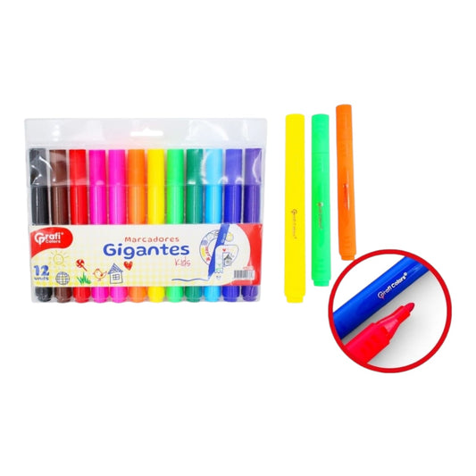 Marcadores Gigantes Grafi Colors X12 Pzs GR-273 X3 Paquetes