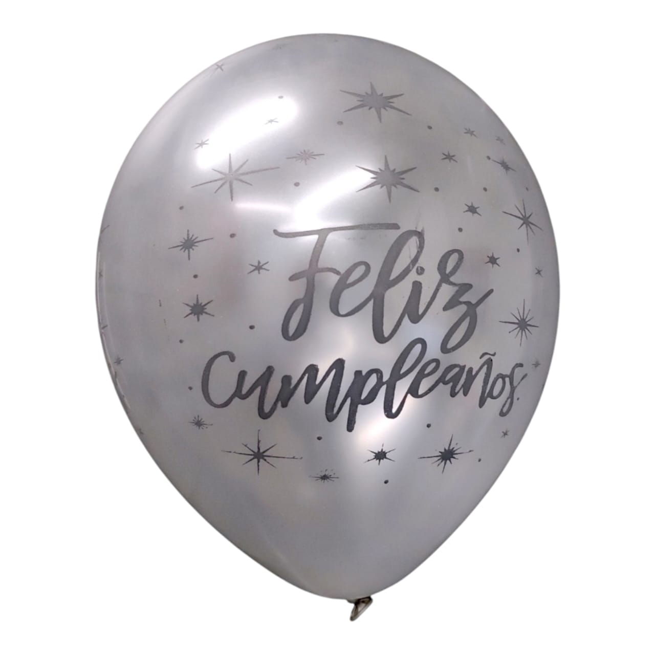 Globo Estampado R12X12 Feliz Cumpleaños Satinada Plateada Dipatex