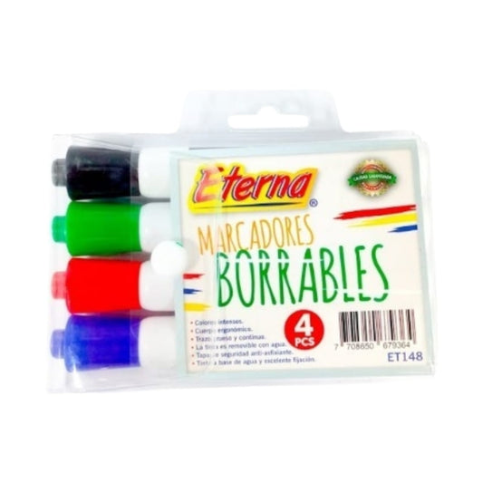 Marcador Borrable Eterna X4 Pcs ET148 X3 Paquetes