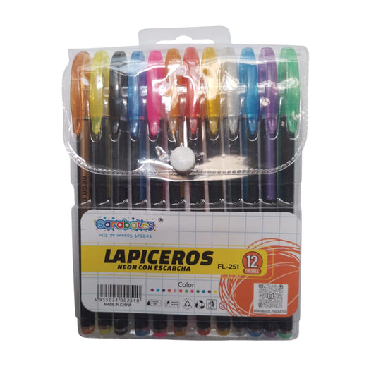 Lapicero Escarcha Neon Fino X 12pcs Fl-251 X3 Display