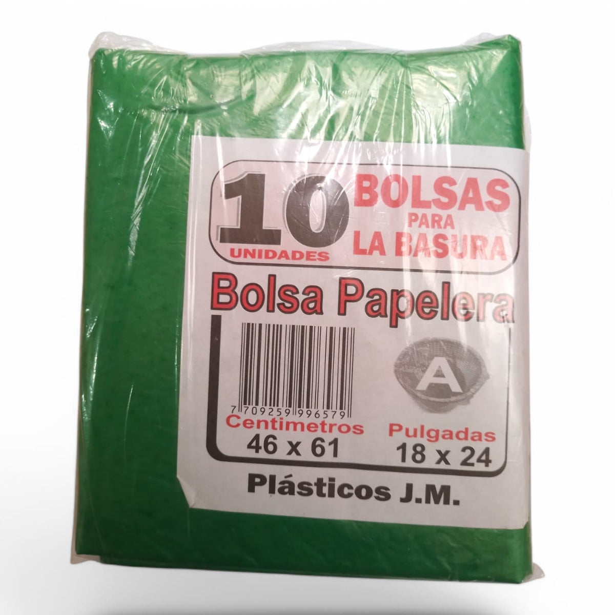 Paquete Bolsa Papelera Verde X10 Pzs 46x61 Cm X12 Paquetes