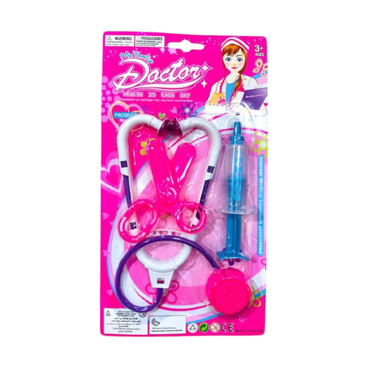 Set De Doctor Con Estetoscopio Tijera Jeringa REF 406 X3 Unds