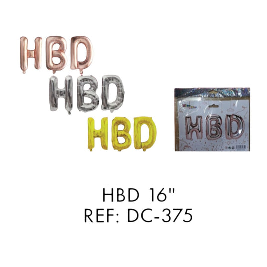 Globo HBD Metalizado 16" REF DC-375 X12 Unds