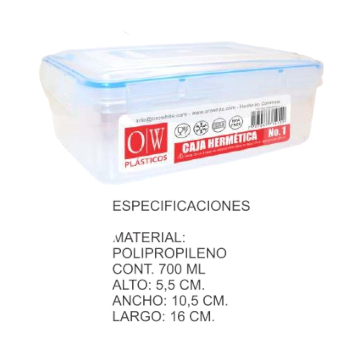 Coca Hermetica Rectangular 700 Ml #1 5,5*10,5*16 Cm P39