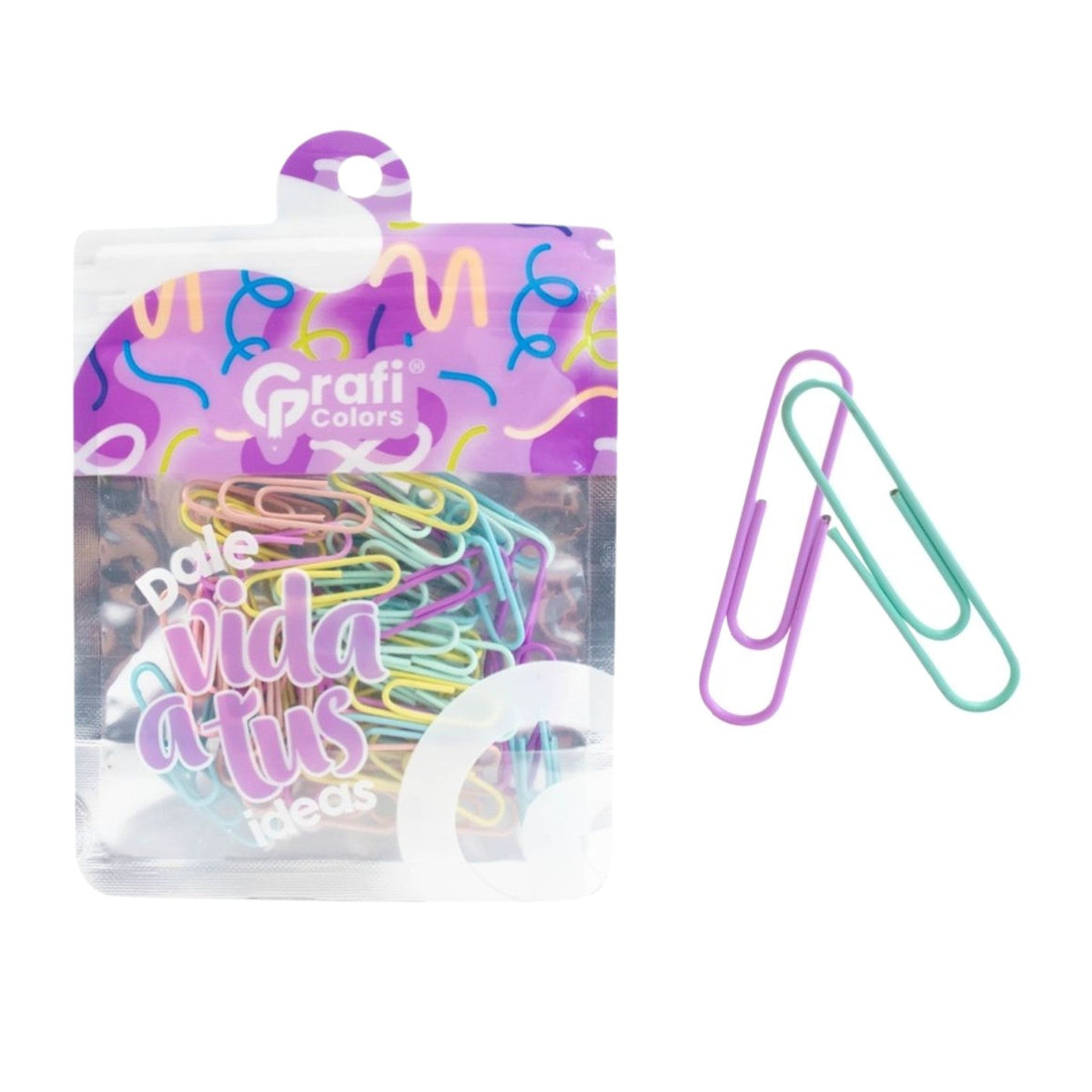 Clips Para Pel Grafi Colors Pastel 28 mm  En Bolsa X60 Pcs SC-0206 X3 Paquetes