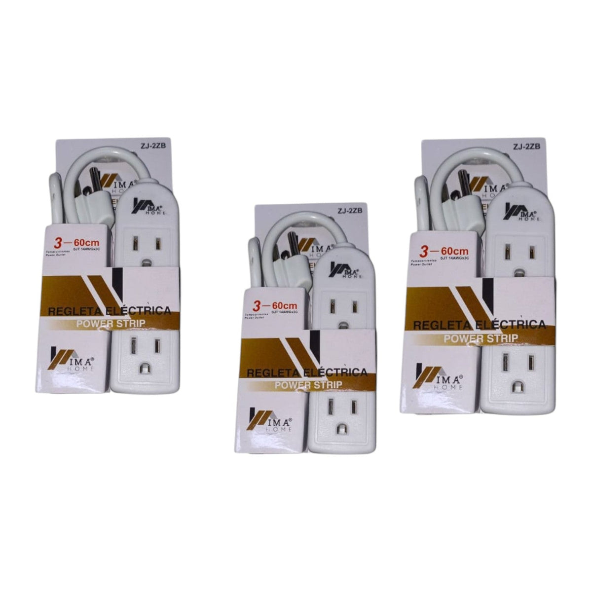 Extension Blanca 3 Terminales 60 Cm ZJ-2ZB X3 Unds