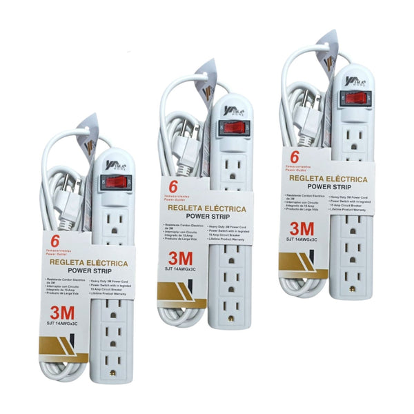 Extension Blanca 6 Terminales 3 Mts ZJ-2ZB-3MT X3 Unds