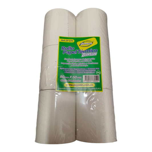 Rollo Termico 80mm x 60 mts 48 Gr Zeppelin X6 Unds