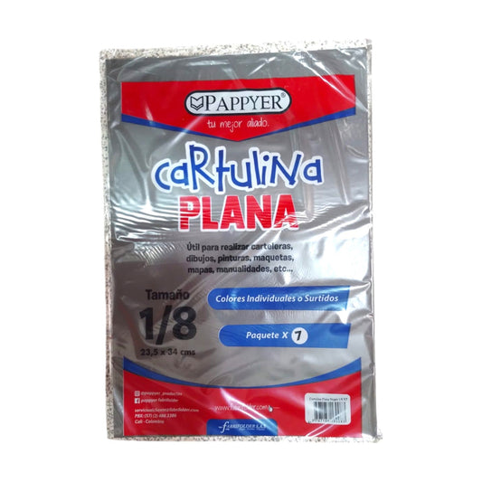 Octavo De Cartulina Plana Color Negro X7 Hojas