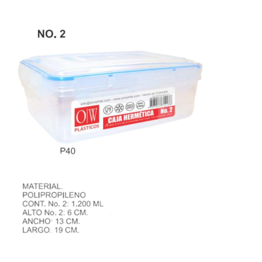 Coca Hermica Rectangular 1200 Ml #2 6*13*19 Cm P40