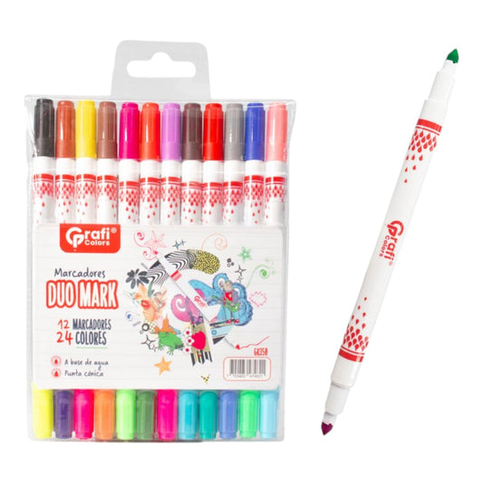 Marcadores Duo Mark Grafi Colors De Acuarela Doble Punta GR-350 X12 Unds