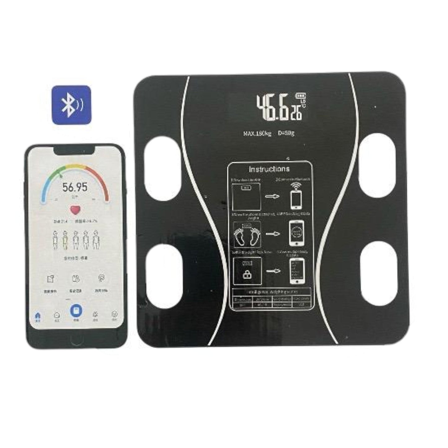Bascula Digital Con Pilas y Conexión Bluetooth DK-2709