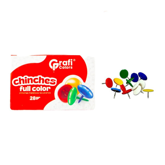 Chinche Metalico Grafi Color Colores Surtidos 28 Gr GR-335 X10 Cajitas